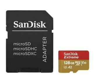 Tarjeta de memoria sandisk extreme 128gb microsd xc uhs-i con adaptador/ clase 10/ 160mbs