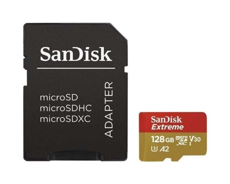 Tarjeta De Memoria Sandisk Extreme 128Gb Microsd Xc Uhs-I Con Adaptador Clase 10/160Mbs