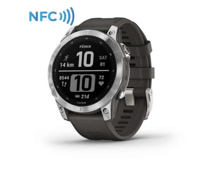 Smartwatch garmin fénix 7/ notificaciones/ frecuencia cardíaca/ gps/ plata y gris