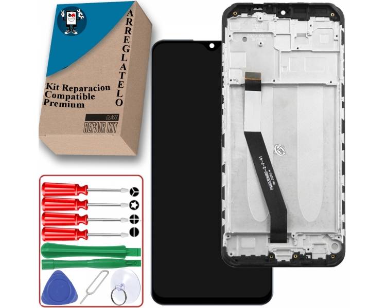 Kit Reparación Pantalla para Xiaomi Redmi 9, Con Marco, Negra, OLED