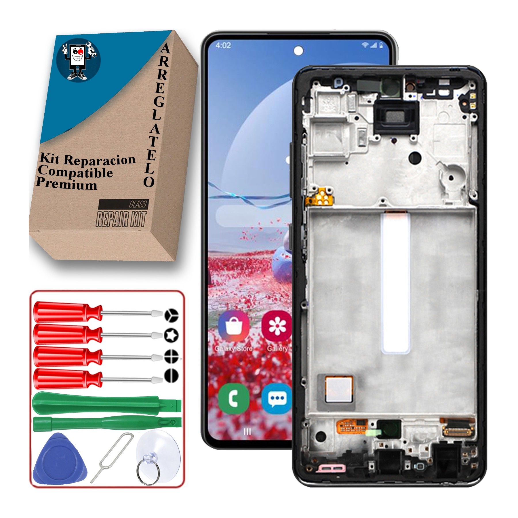 Kit Reparación Pantalla Original para Samsung Galaxy A52 5G con Marco, Negra