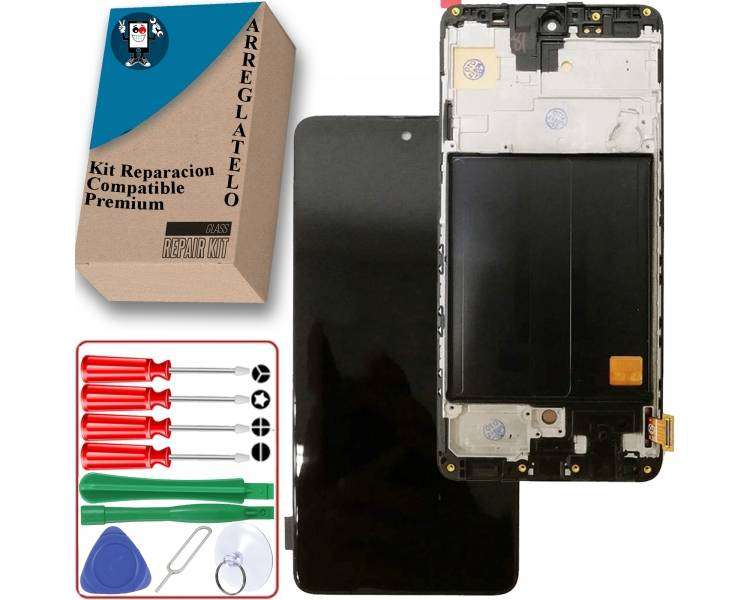 Kit Reparación Pantalla para Samsung Galaxy A51 2020 A515 con Marco, Negra, TFT