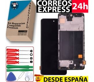 Kit Reparación Pantalla para Samsung Galaxy A51 2020 A515 con Marco, Negra, OLED