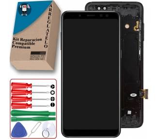 Kit Reparación Pantalla para Samsung Galaxy A8 2018 A530F/DS, Con Marco, Negra