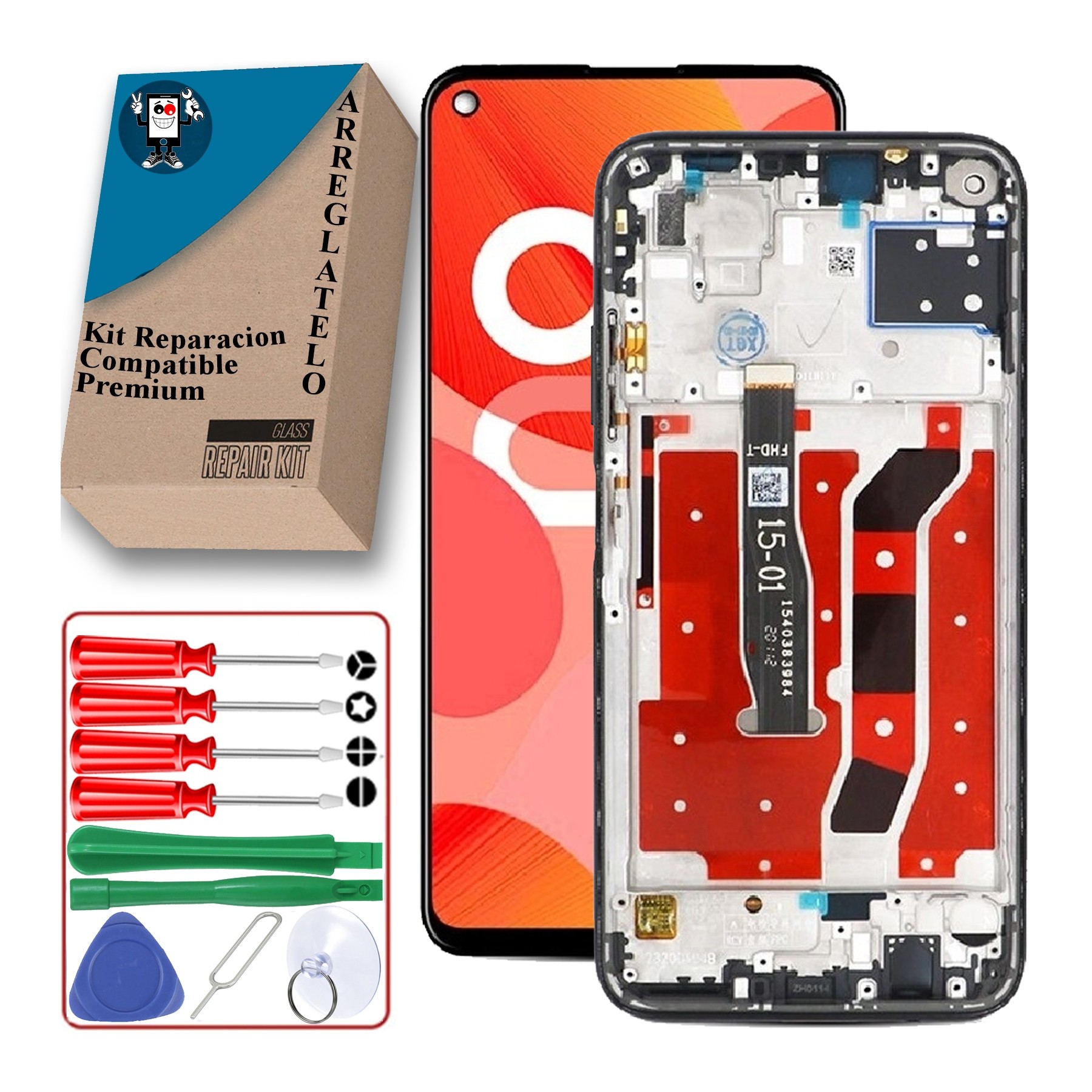 Kit Reparación Pantalla para Huawei P40 Lite JNY L21 LX1 L21A L01A, Marco, Negra