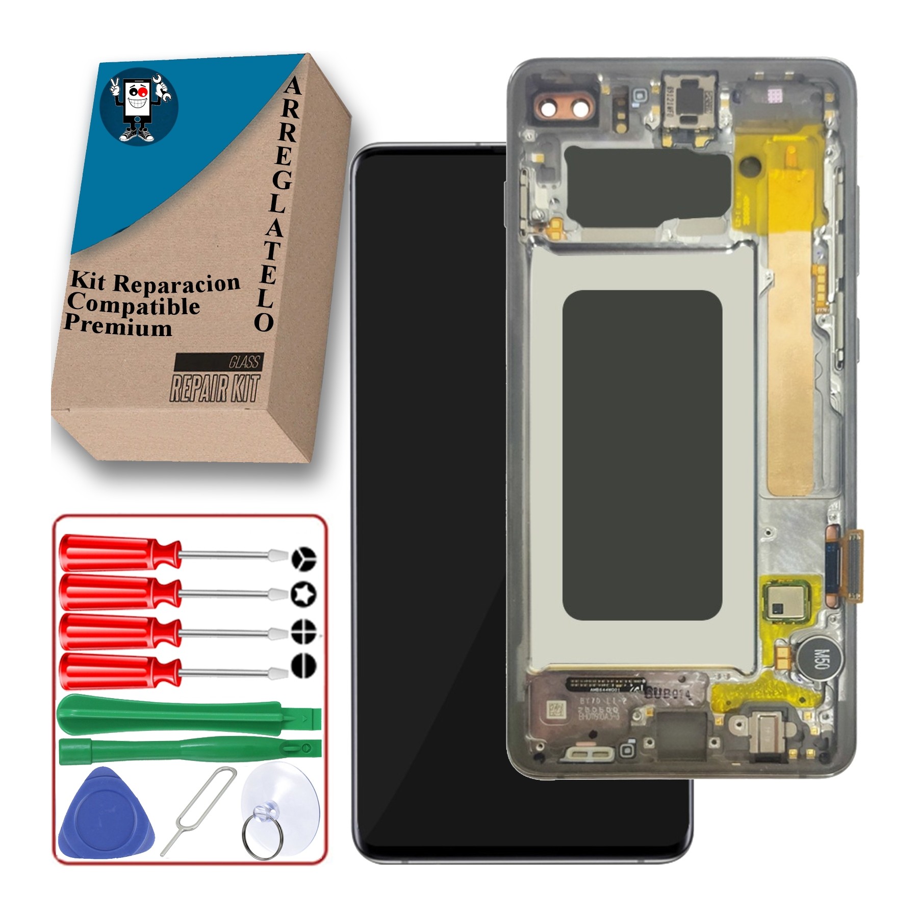 Kit Reparación Pantalla Original Para Samsung Galaxy S10 Plus, Marco Negro