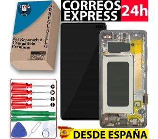 Kit Reparación Pantalla Original Para Samsung Galaxy S10 Plus, Marco Negro