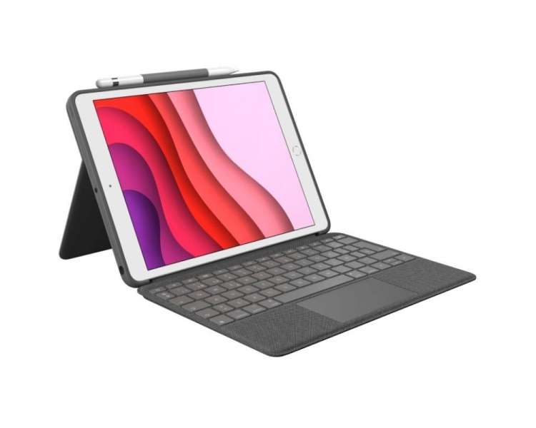 Funda con teclado logitech combo touch para tablets apple ipad 7ª / 8ª y 9ª generación 10.2'/ gris