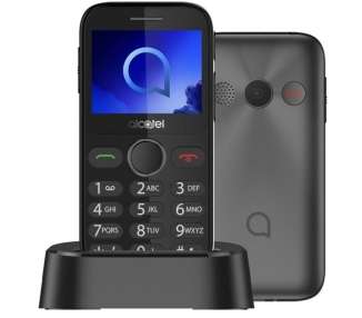 Teléfono móvil alcatel 2020x para personas mayores/ gris metal