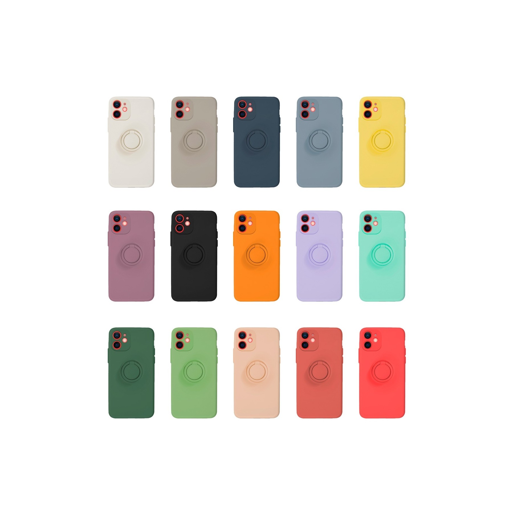 Funda Gel Silicona Suave Flexible para iPhone 13 6.1" con Imán y Soporte de Anilla 360º 15 Colores