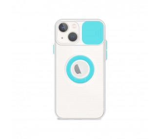 Funda Compatible con iPhone 13 Mini Transparente con Anilla y Cubre Cámara