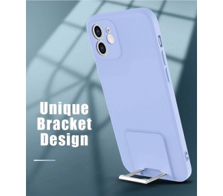 Funda Gel Silicona Suave Flexible para iPhone 12 Pro Soporte Plegable 4-Colores