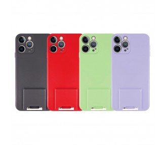 Funda Gel Silicona Suave Flexible para iPhone 12 Pro Soporte Plegable 4-Colores