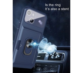 Funda Anti Golpe con Anilla y Tarjetero para iPhone 12 6.1 Cubre Cámara Total