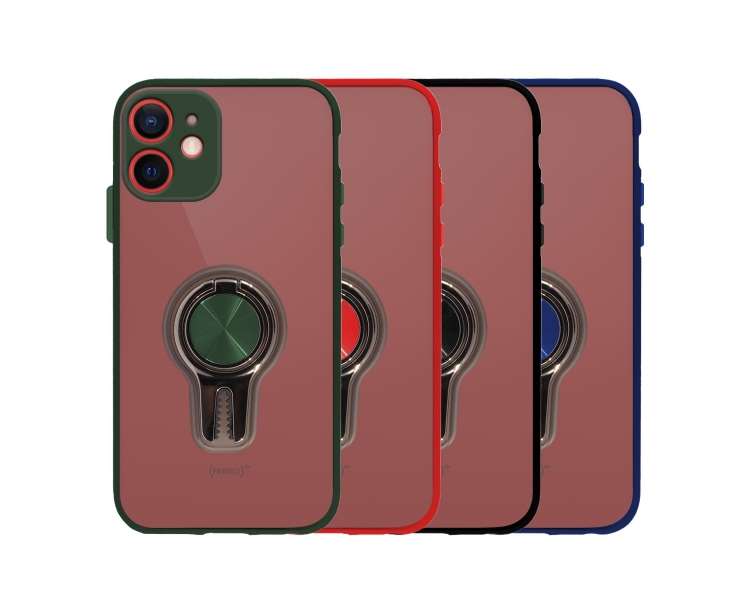 Funda Gel para iPhone 12 Mini con Anillo Magnetico y Soporte para Coche