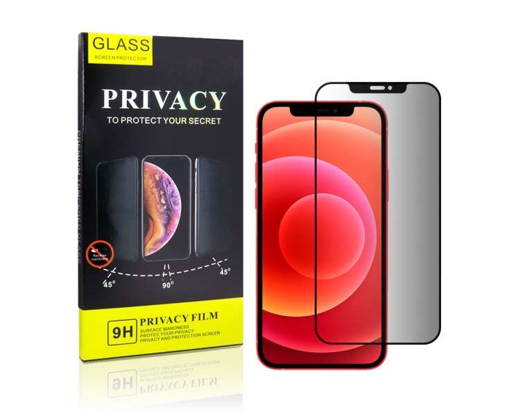 Cristal Templado Privacidad para iPhone 12 Mini 5.4" Protector Pantalla 5D Curvo