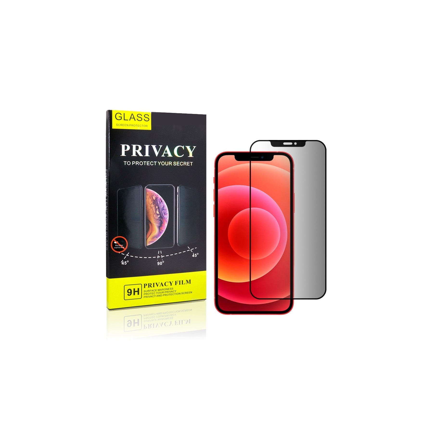 Cristal Templado Privacidad para iPhone 12 Mini 5.4" Protector Pantalla 5D Curvo