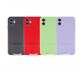 Funda Gel Silicona Suave Flexible para iPhone 11 Soporte Plegable 4-Colores
