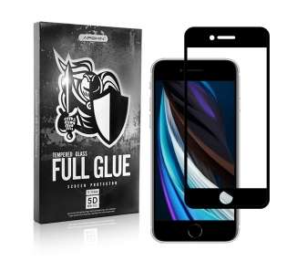 Cristal Templado Full Glue 5D para IPhone SE3 Protector de Pantalla Curvo Negro