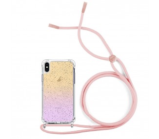 Funda Brillante con Degradado Anti-golpe con Cordón Compatible con iPhone XS Max