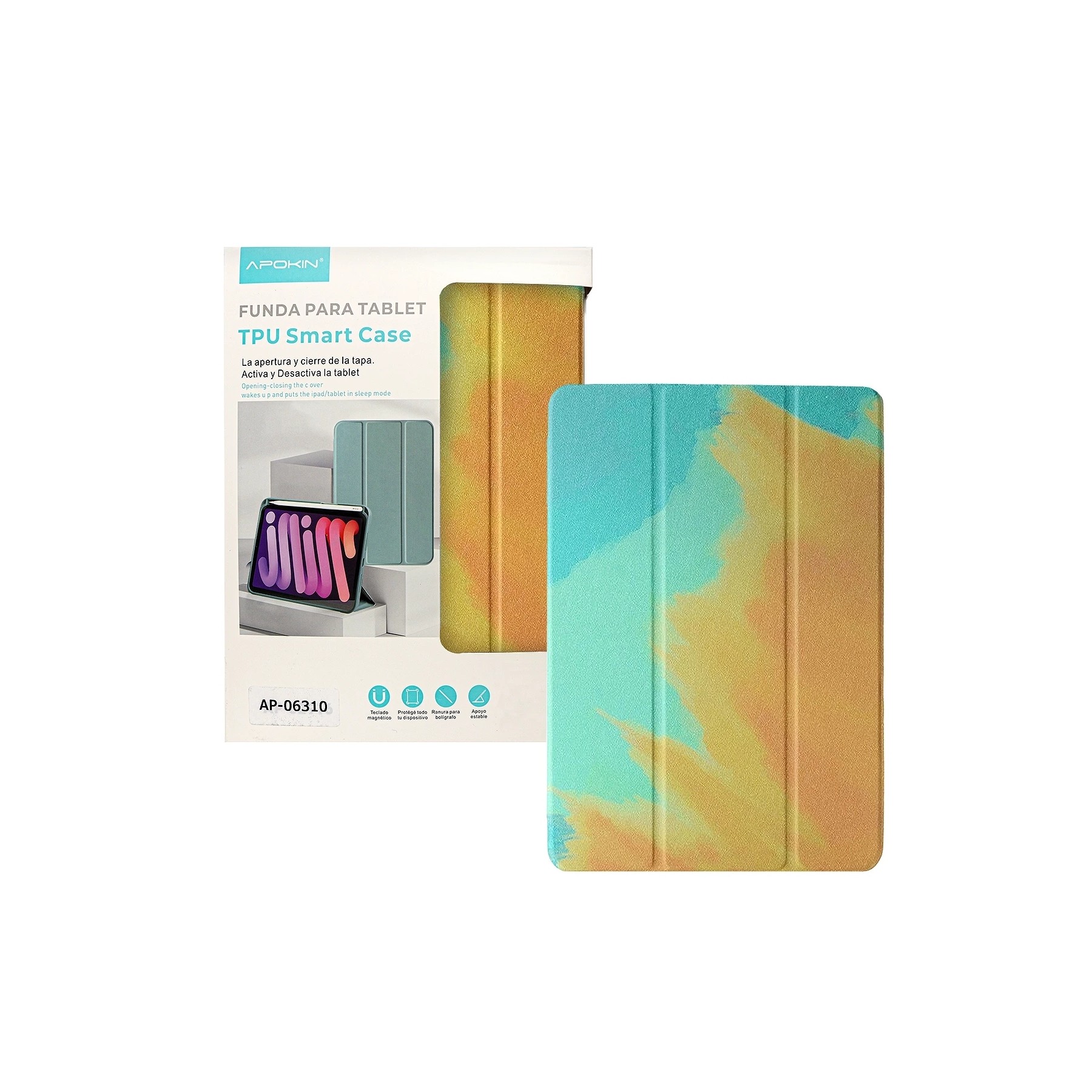 Funda Smart Cover Dibujo Acuarela Compatible con iPad Mini 6 con Soporte