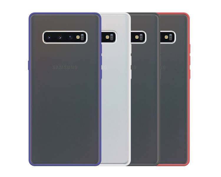 Funda Gel Compatible para Samsung Galaxy S10 Plus Smoked con borde de color