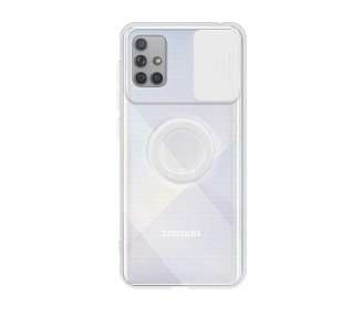 Funda para Samsung Galaxy A71 4G Transparente con Anilla y Cubre Cámara