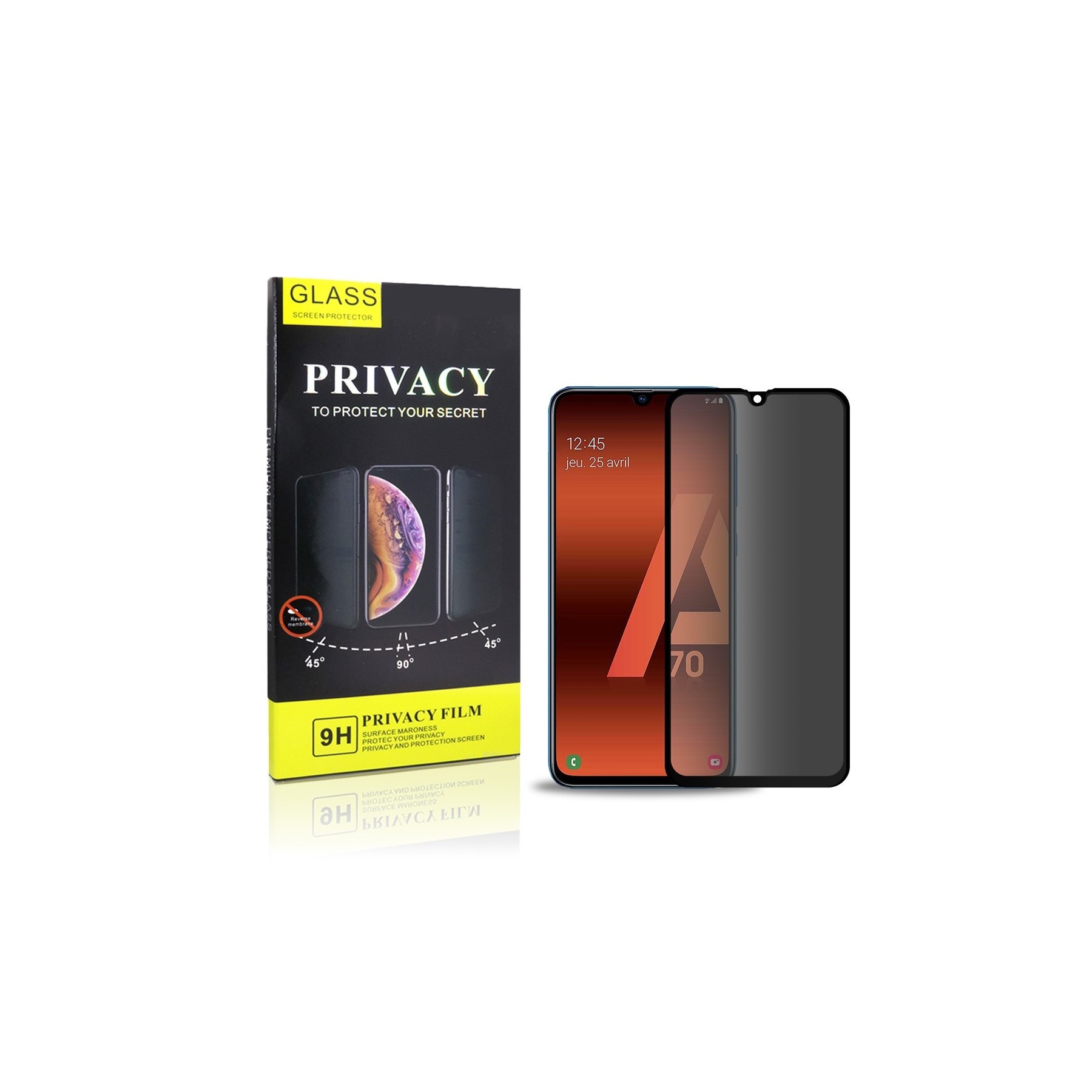 Cristal Templado Privacidad Para Samsung Galaxy A70 Protector Pantalla 5D Curvo