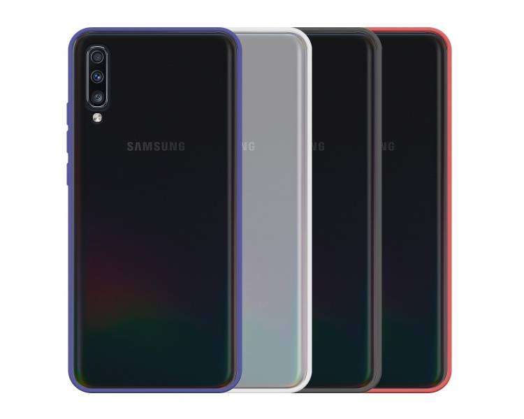 Funda Gel Compatible para Samsung Galaxy A70 Smoked con borde de color