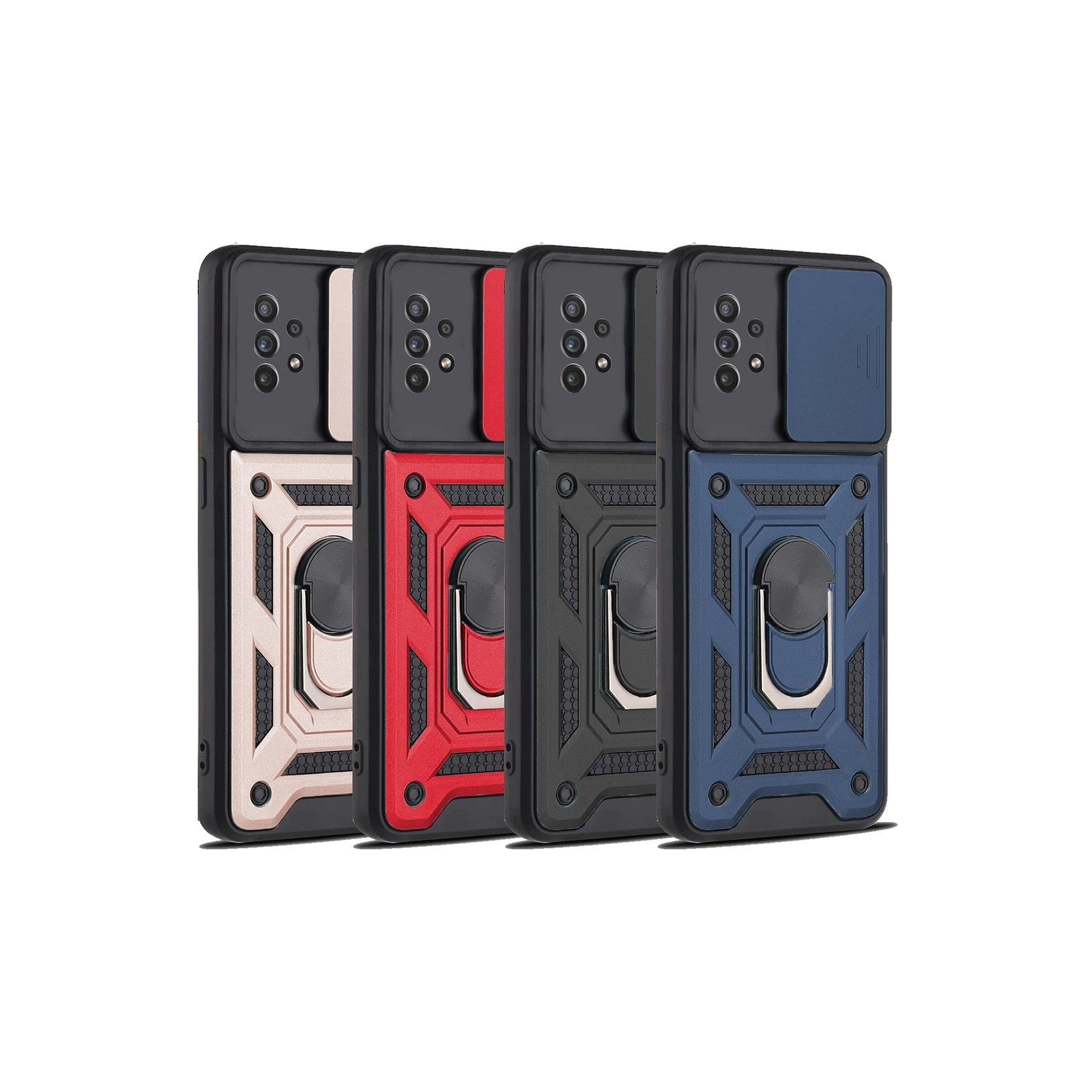 Funda con Anilla y Cámara Deslizante Compatible para Samsung Galaxy A52 con Imán