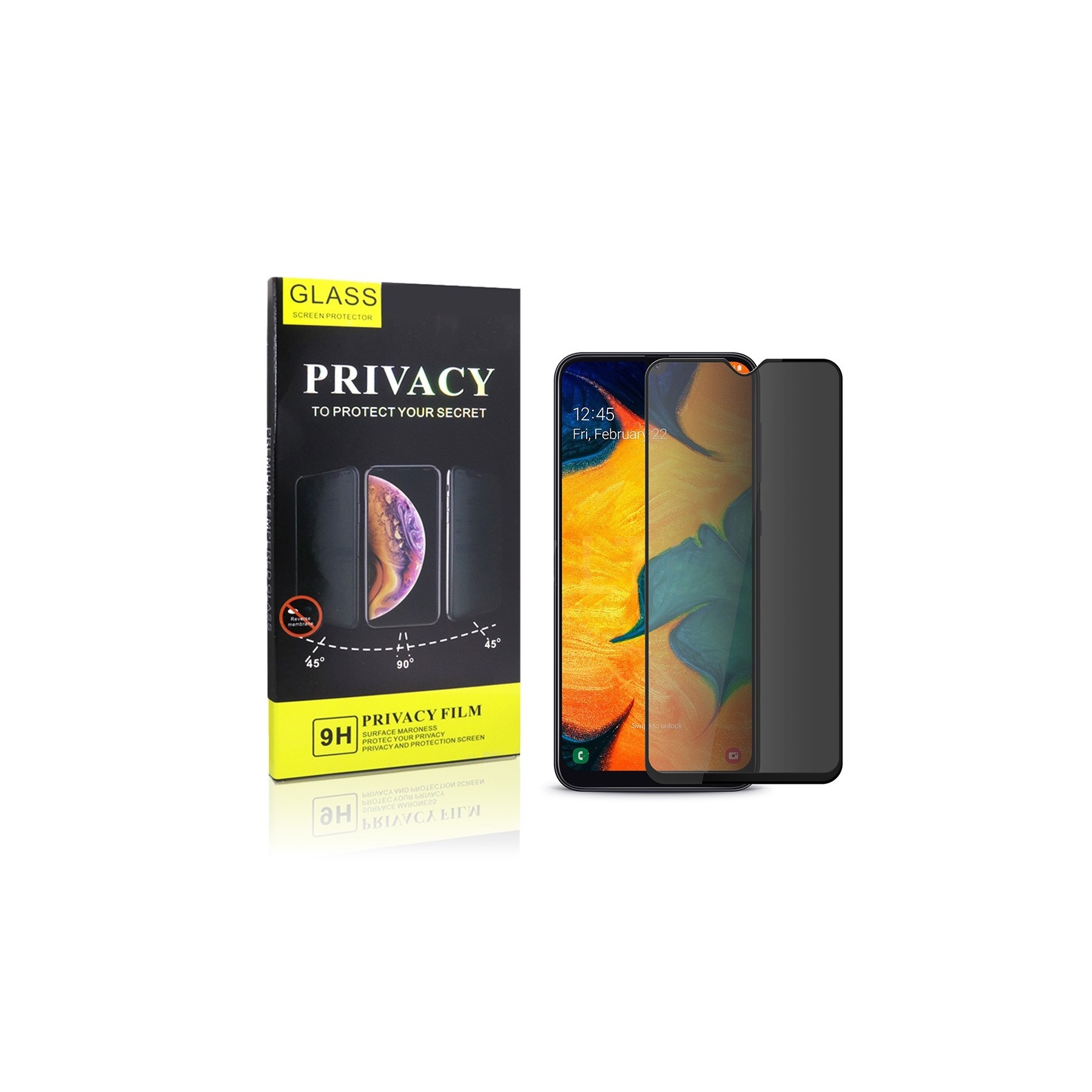 Cristal Templado Privacidad para Samsung Galaxy A30 A50 Protector Pantalla Curvo