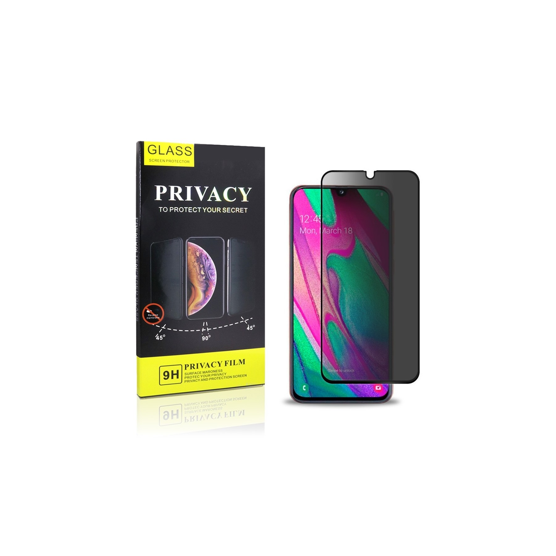 Cristal Templado Privacidad Para Samsung Galaxy A40 Protector Pantalla 5D Curvo