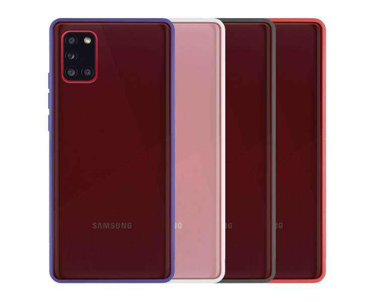 Funda Gel Compatible para Samsung Galaxy A31 Smoked con borde de color