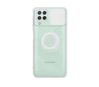 Funda para Samsung Galaxy A22-4G Transparente con Anilla y Cubre Cámara
