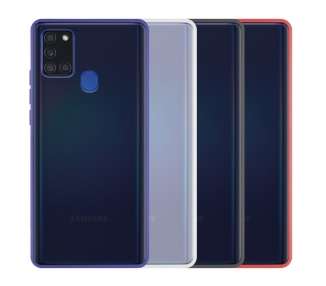 Funda Gel Compatible para Samsung Galaxy A21S Smoked con borde de color