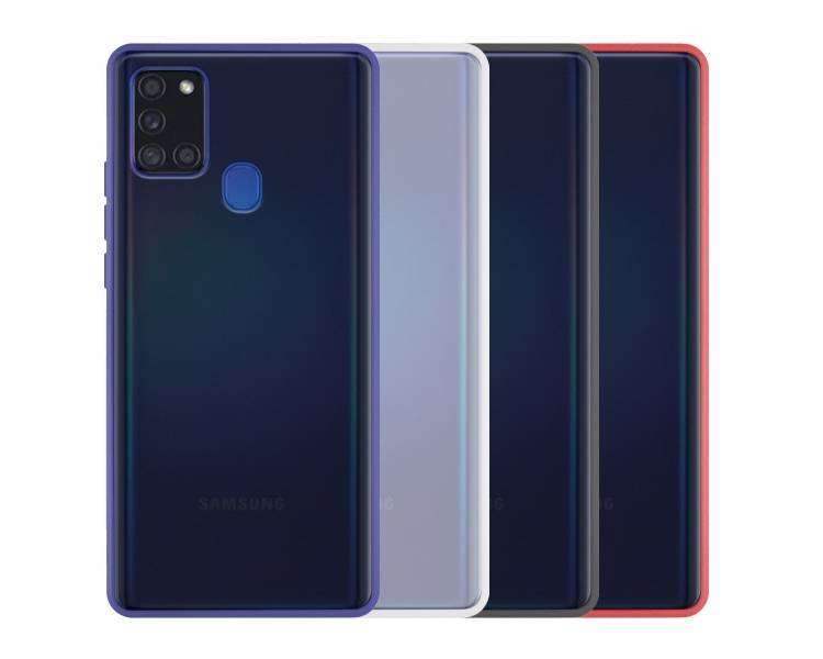 Funda Gel Compatible para Samsung Galaxy A21S Smoked con borde de color