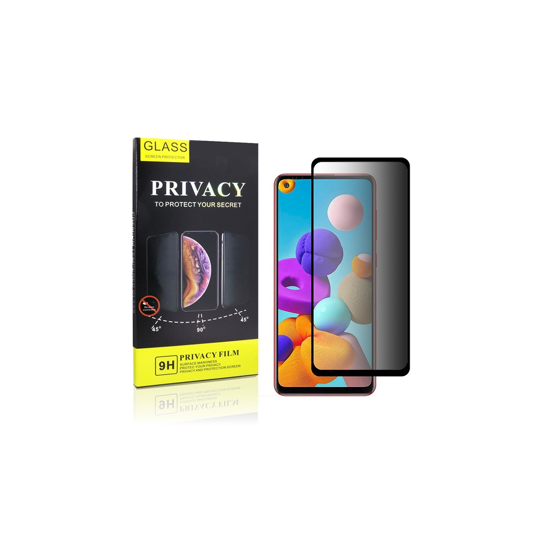 Cristal Templado Privacidad para Samsung Galaxy A21S Protector Pantalla 5D Curvo