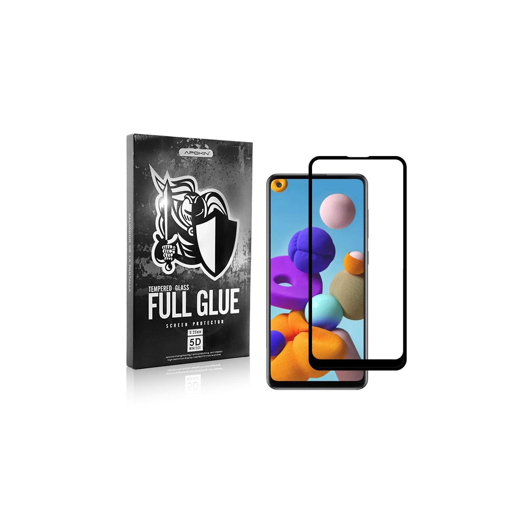 Cristal Templado Full Glue 5D para Samsung Galaxy A21 Protector Pantalla Curvo