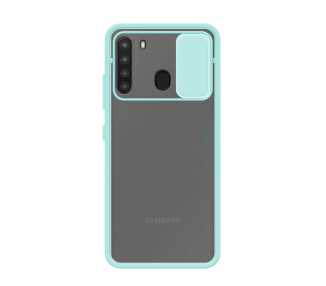 Funda Gel Compatible para Samsung Galaxy A21 con cámara Cubierta Deslizante
