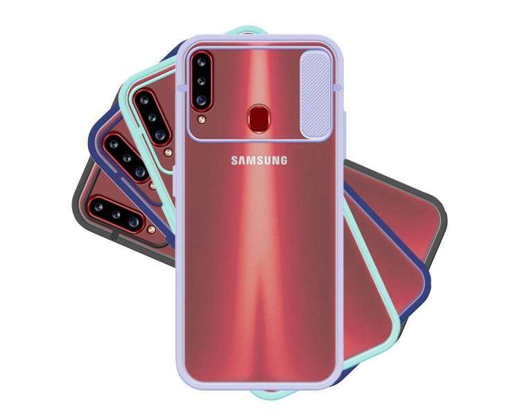 Funda Gel Compatible para Samsung Galaxy A20S con cámara Cubierta Deslizante