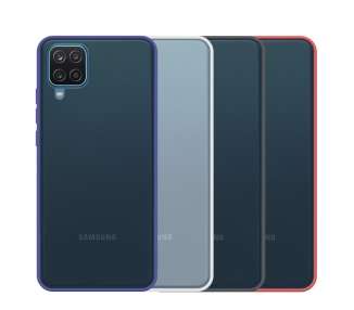 Funda Gel Compatible para Samsung Galaxy A12 Smoked con borde de color