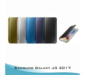 Funda Flip Cover Compatible para Samsung Galaxy J3 2017 Clear View