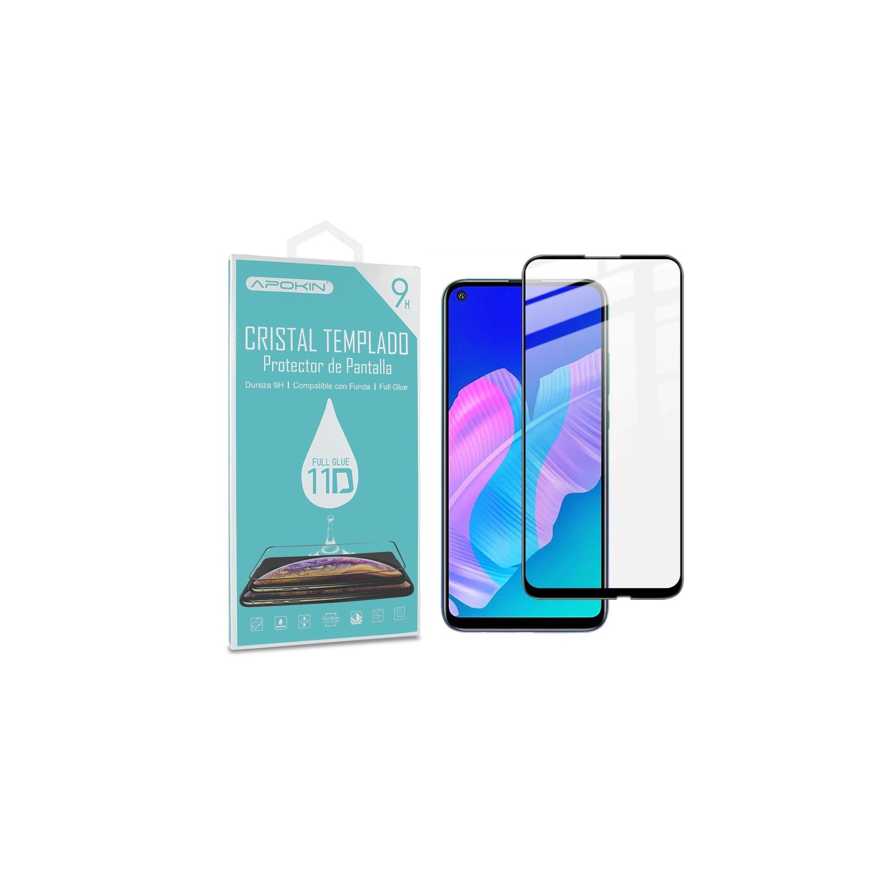 Cristal Templado Full Glue 11D para Huawei P40 Lite E Protector Pantalla Curvo