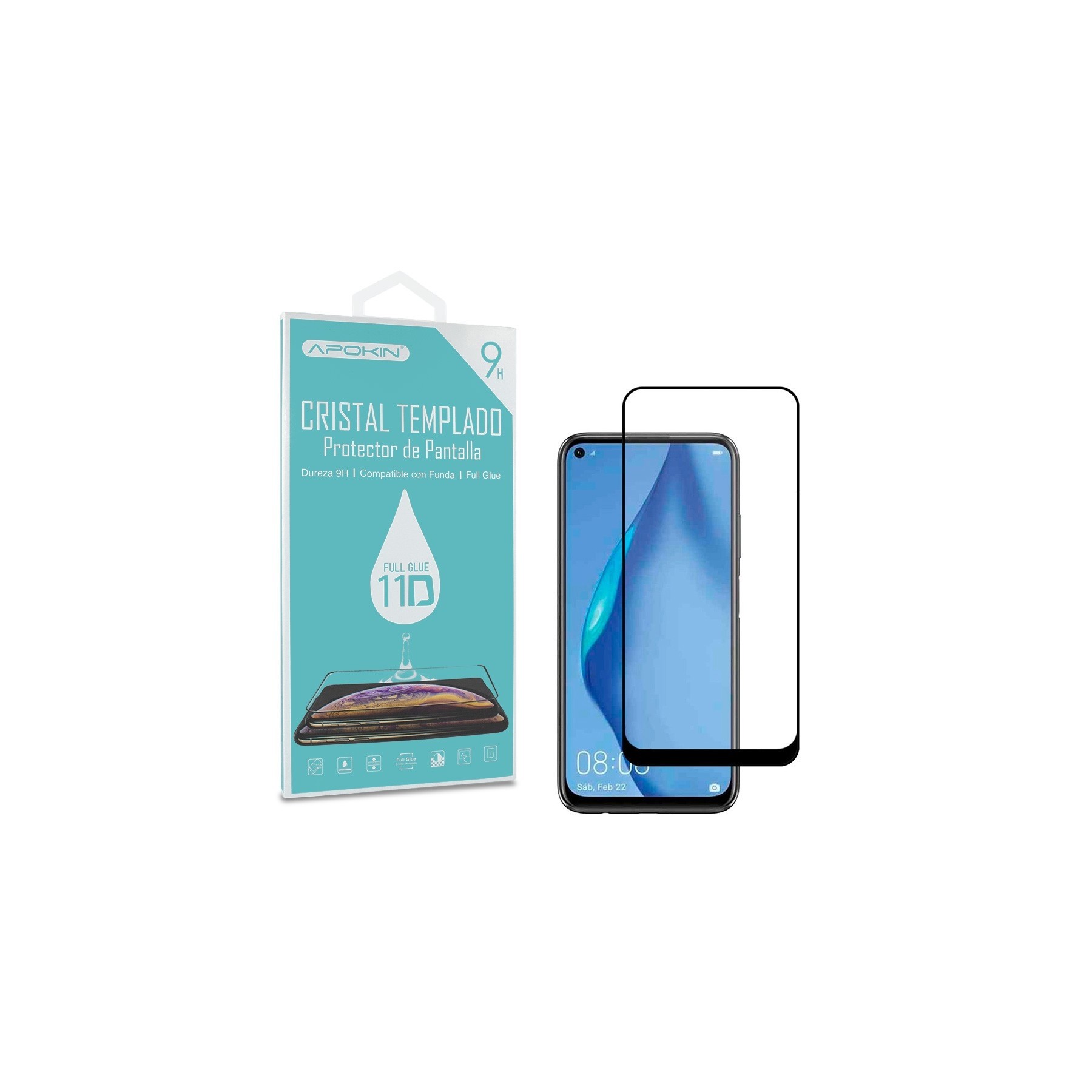 Cristal Templado Full Glue 11D para Huawei P40 Lite,Y7P Protector Pantalla Curvo