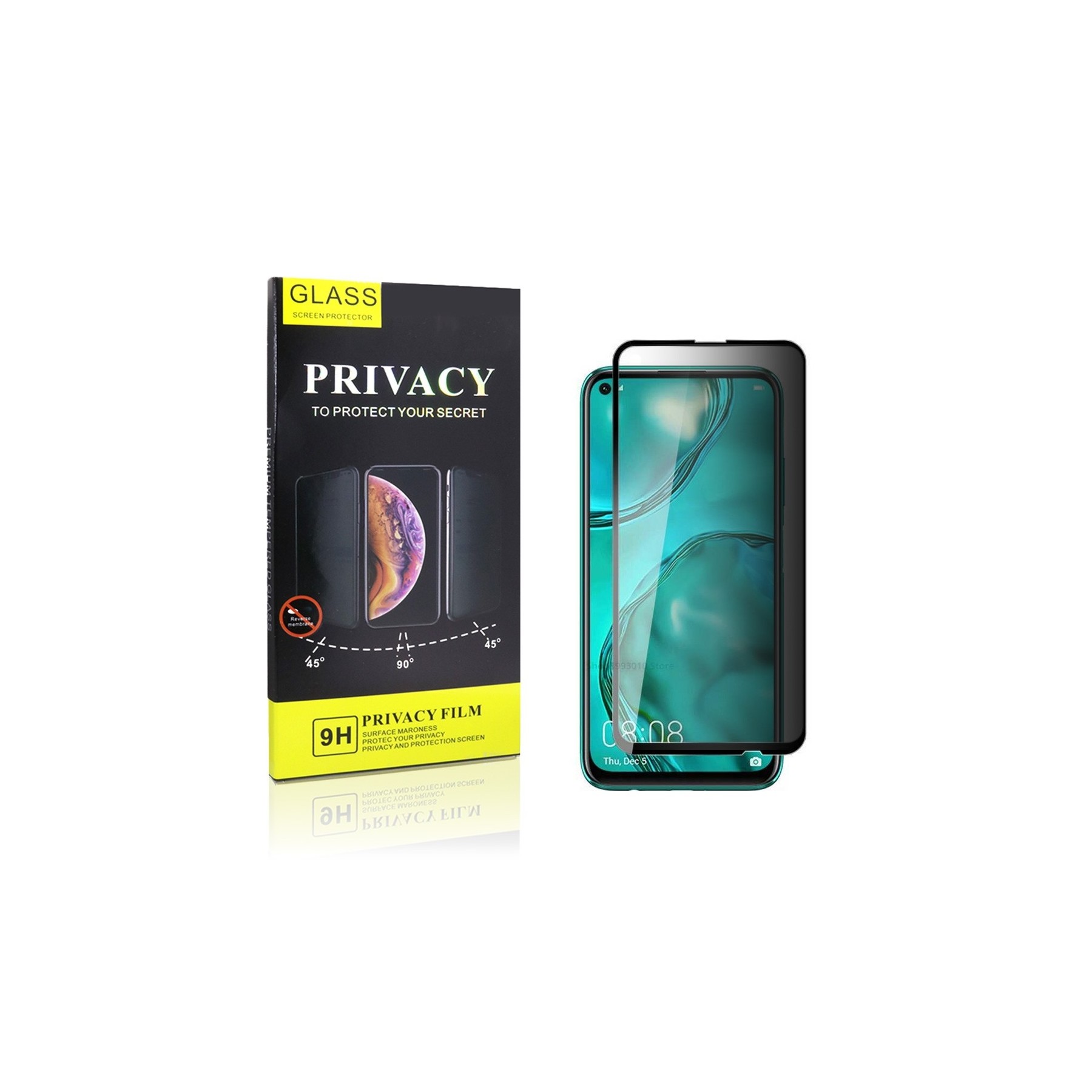 Cristal Templado Privacidad para Huawei P40 Lite E Protector Pantalla 5D Curvo