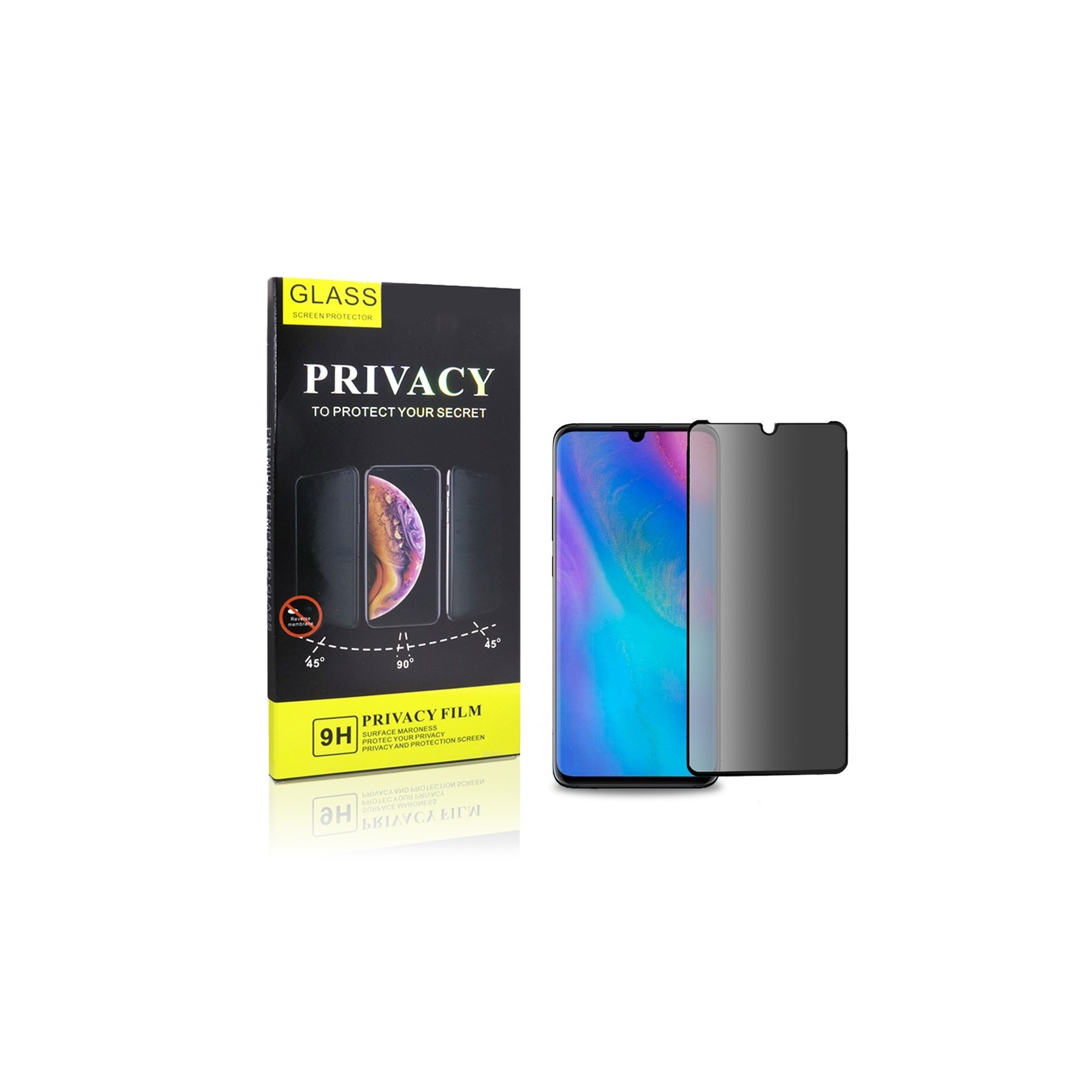 Cristal Templado Privacidad para Huawei P30 Protector de Pantalla 5D Curvo
