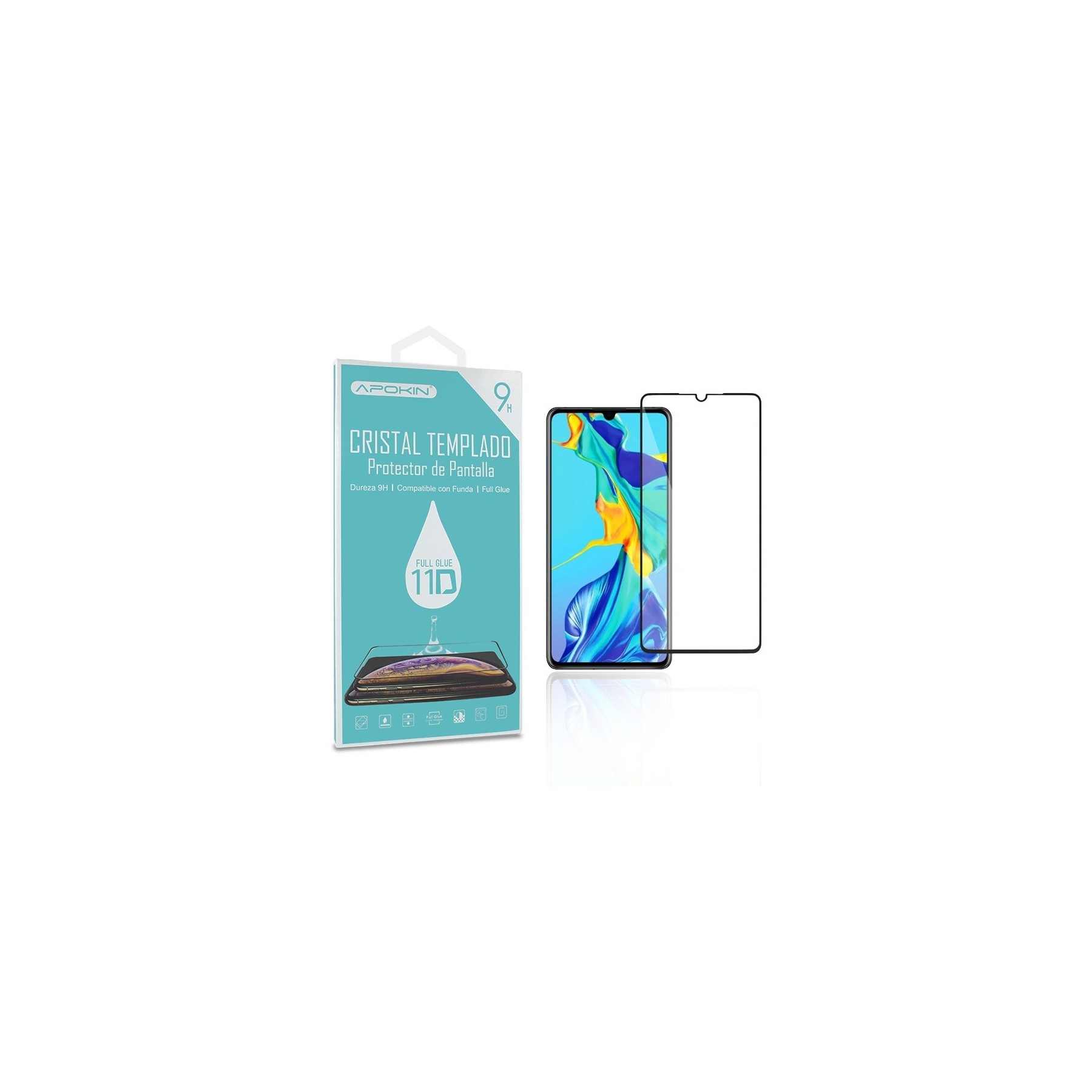 Cristal Templado Full Glue 11D para Huawei P30 Protector Pantalla Curvo