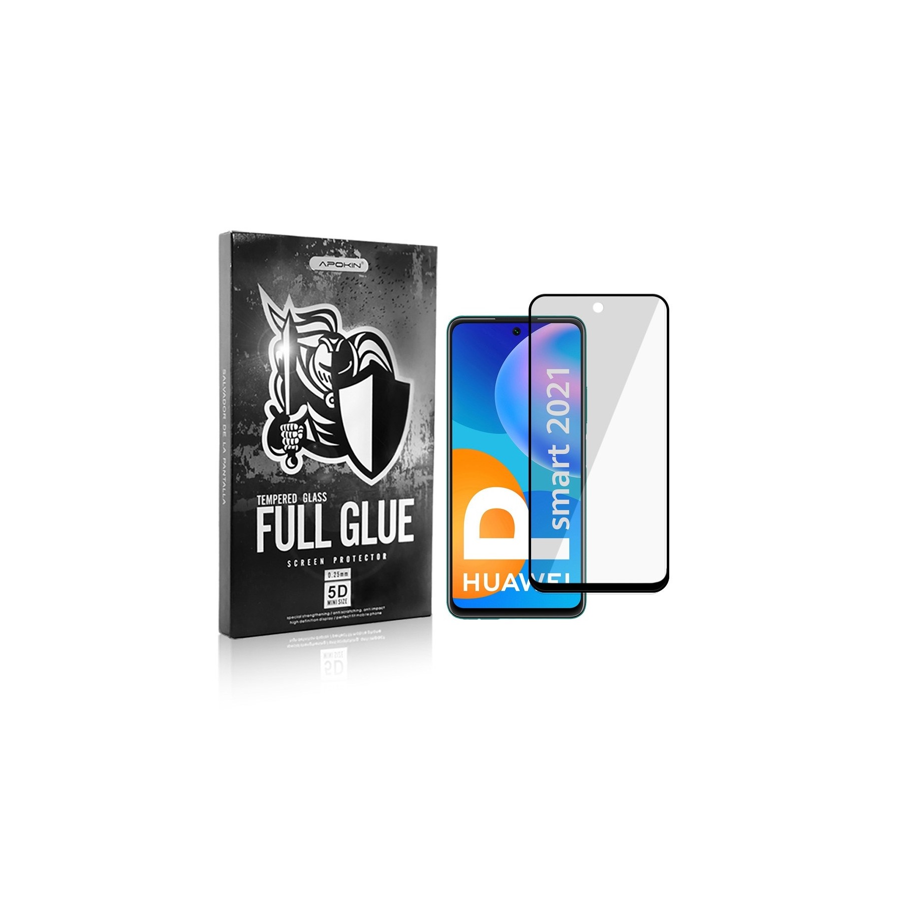 Cristal Templado Full Glue 5D para Huawei P Smart 2021 Protector Pantalla Curvo