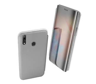 Funda Flip con Stand Compatible para Huawei Y7 2019 Clear View