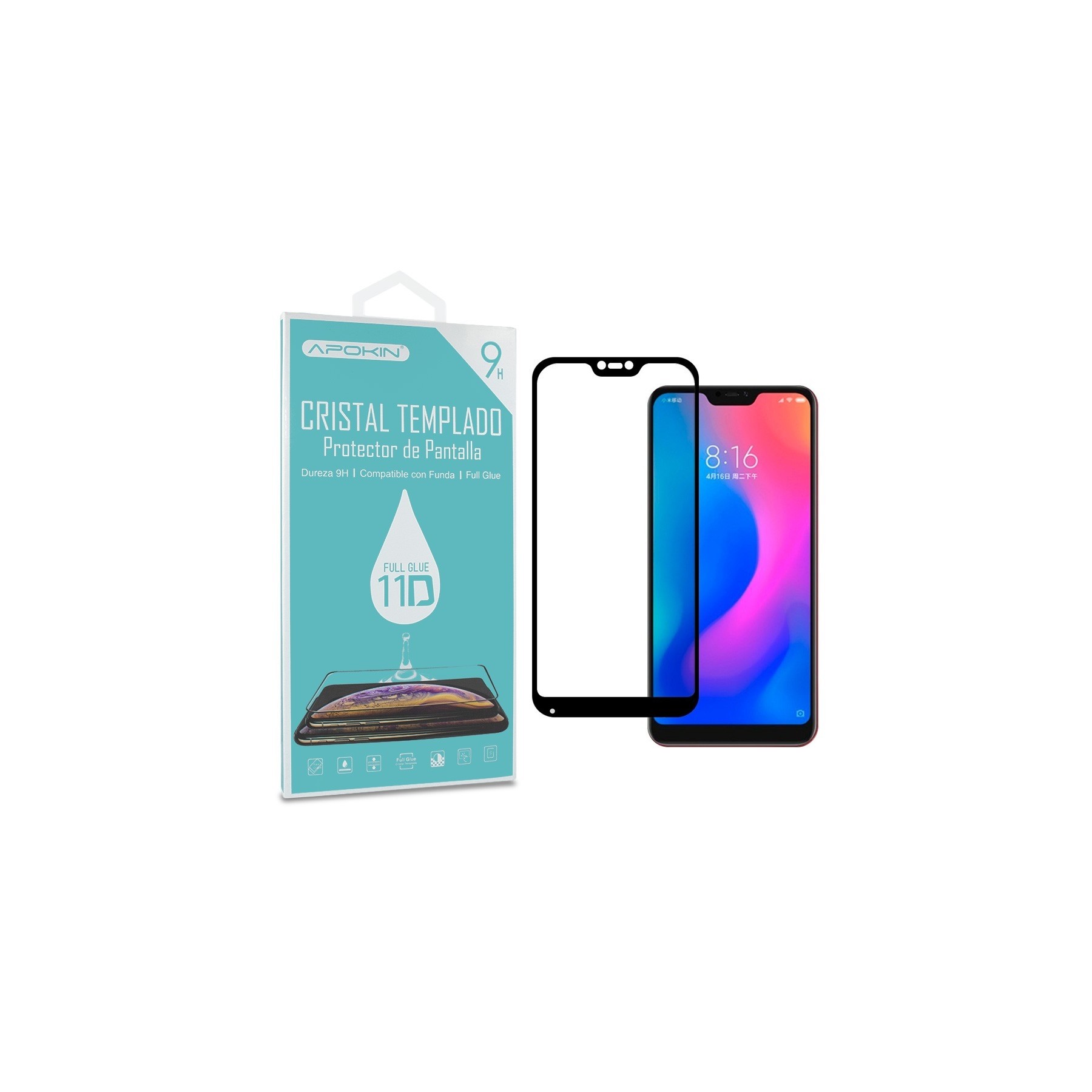 Cristal Templado Full Glue 11D para Xiaomi Mi 8 Lite Protector Pantalla Curvo